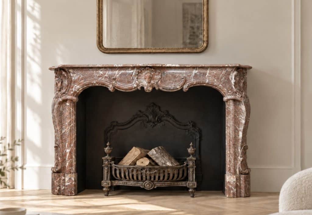 Unique 18th-Century Rococo Style Marble Antique Circular Fireplace