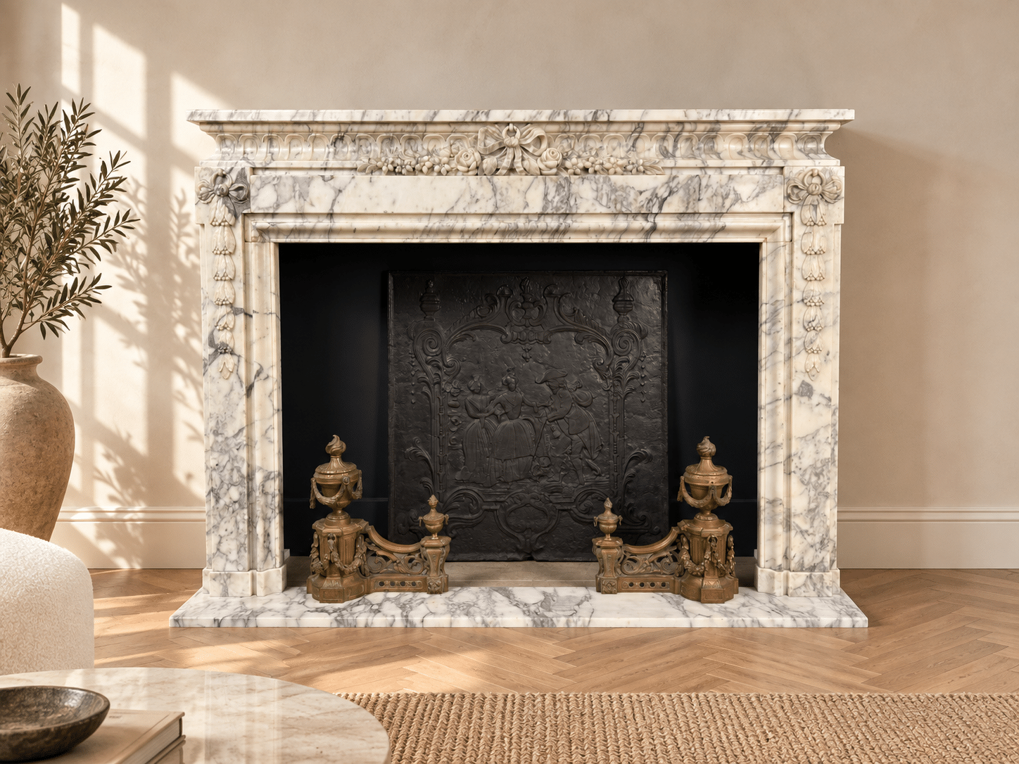 Beautiful Antique French Front Fireplace: A Masterpiece of Refinement and Craftsmanship
