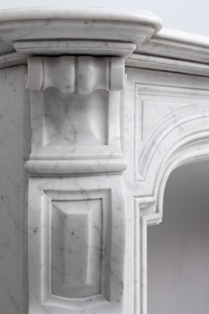 NEOCLASSIC ANTIQUE WHITE MARBLE FIREPLACE