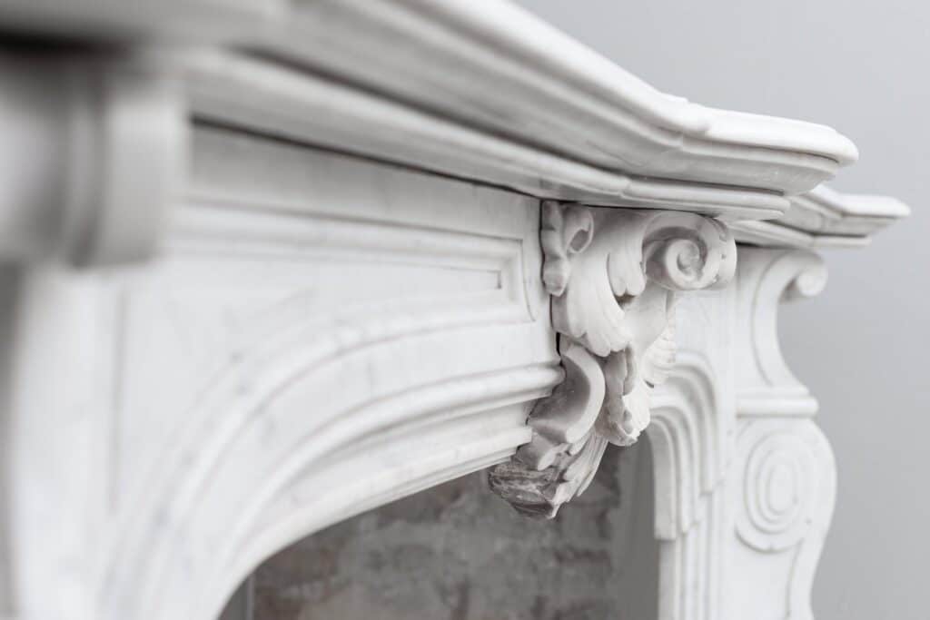 NEOCLASSIC ANTIQUE WHITE MARBLE FIREPLACE