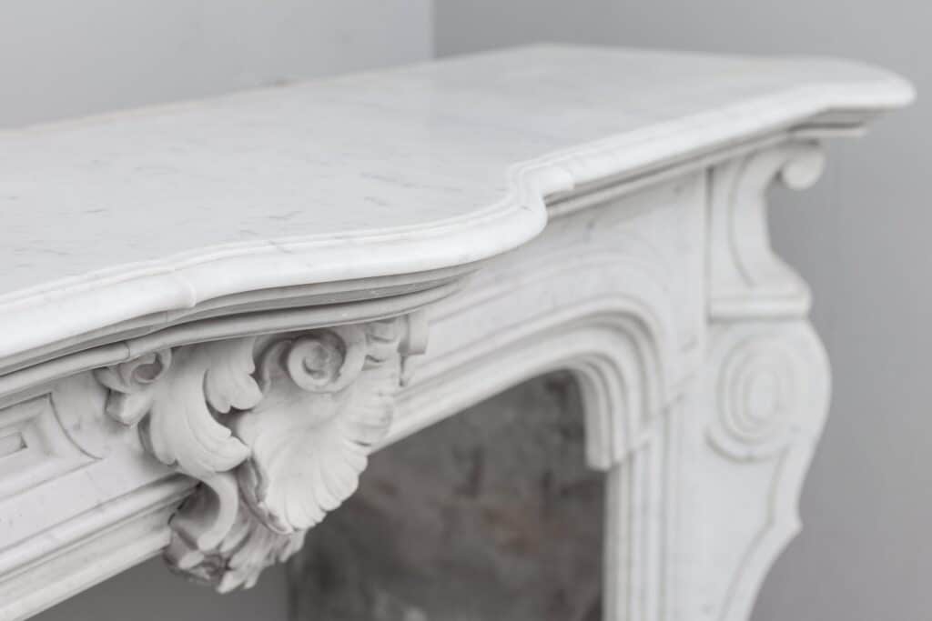 NEOCLASSIC ANTIQUE WHITE MARBLE FIREPLACE