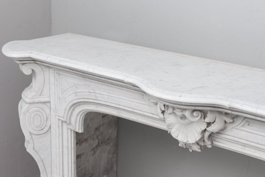 NEOCLASSIC ANTIQUE WHITE MARBLE FIREPLACE