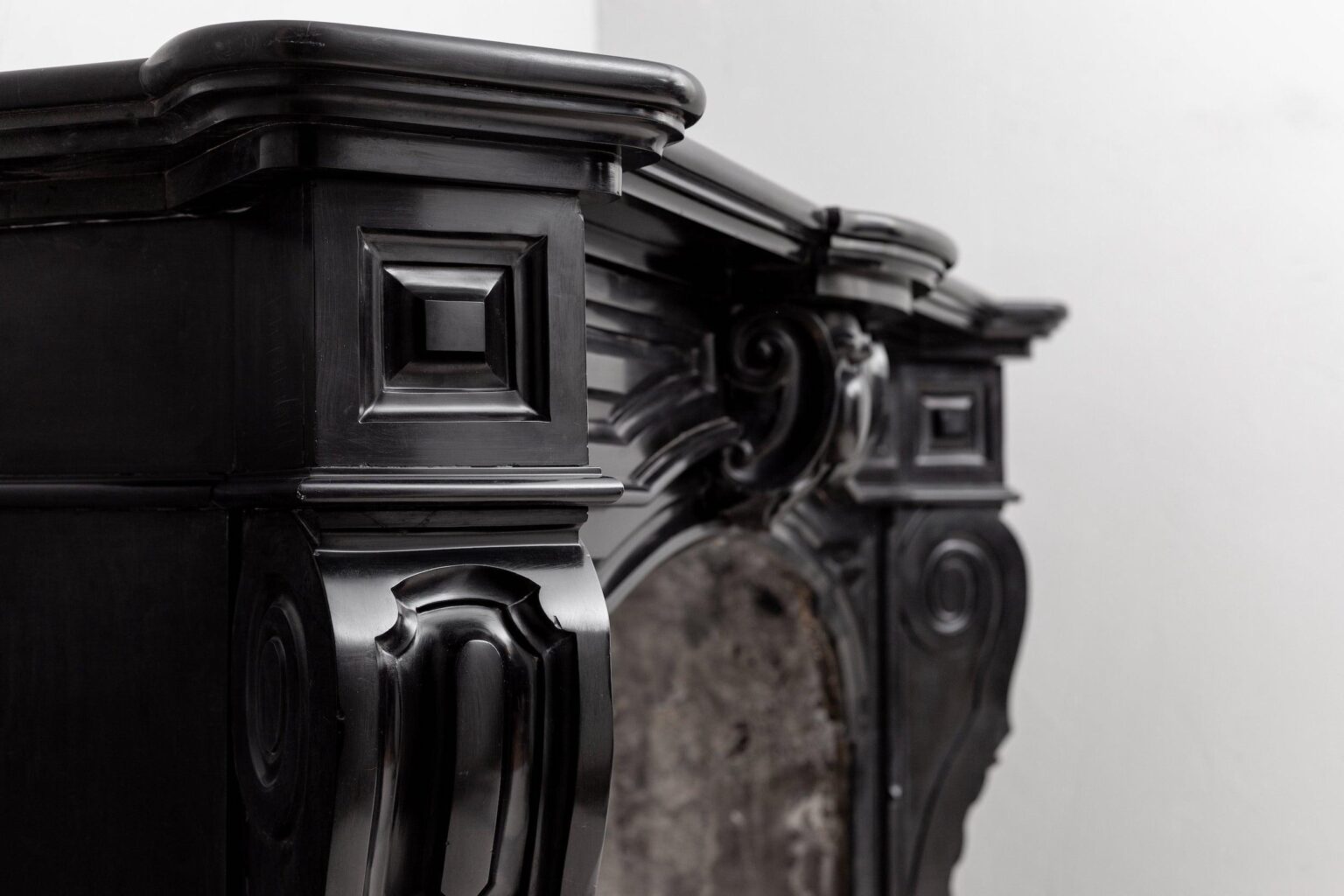 NAPOLEON STYLE NOIR DE MAZY ANTIQUE MARBLE FIREPLACE — detail 2
