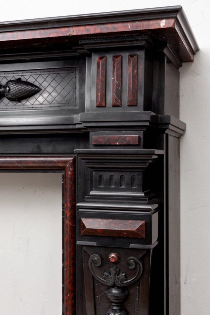 LOUIS XVI STIJL NOIR DE MAZY ANTIEKE MARMEREN FRONT SCHOUW — detail 1