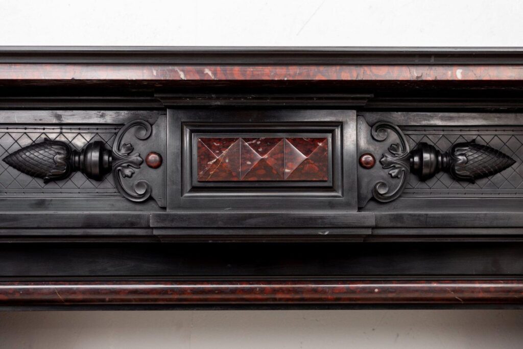 LOUIS XVI STIJL NOIR DE MAZY ANTIEKE MARMEREN FRONT SCHOUW — detail 2