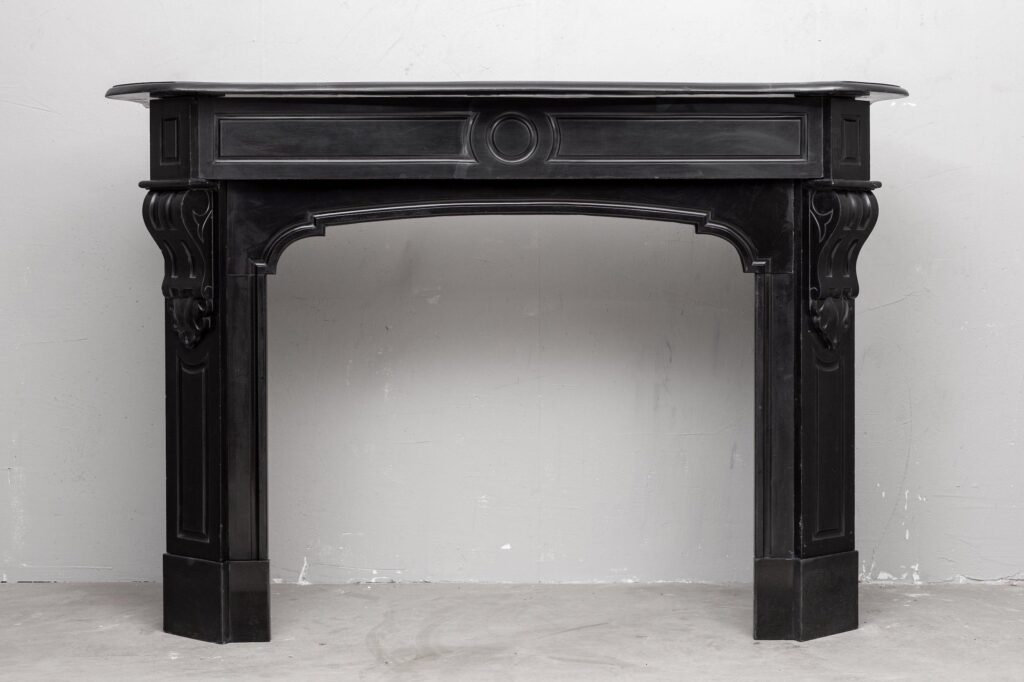 BLACK MARBLE ANTIQUE FIREPLACE