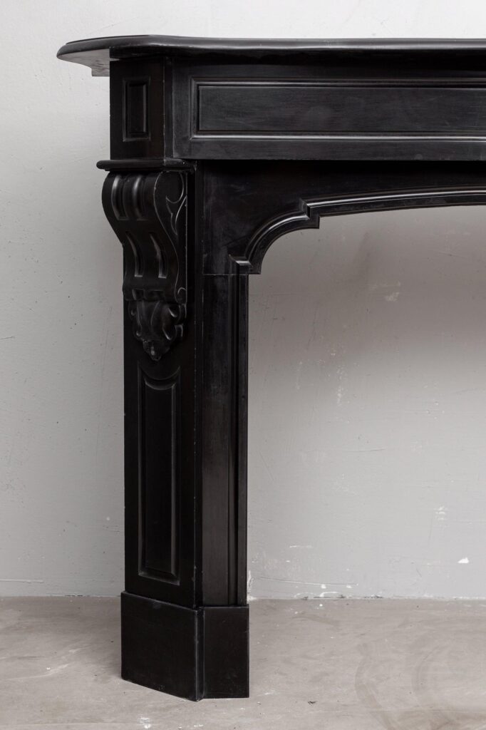 BLACK MARBLE ANTIQUE FIREPLACE
