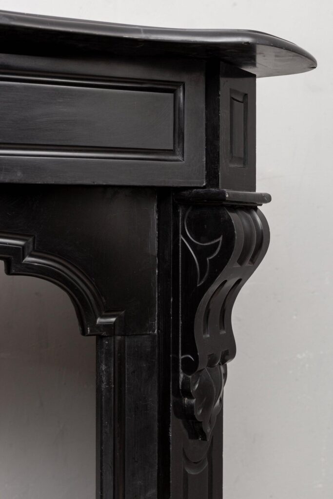BLACK MARBLE ANTIQUE FIREPLACE