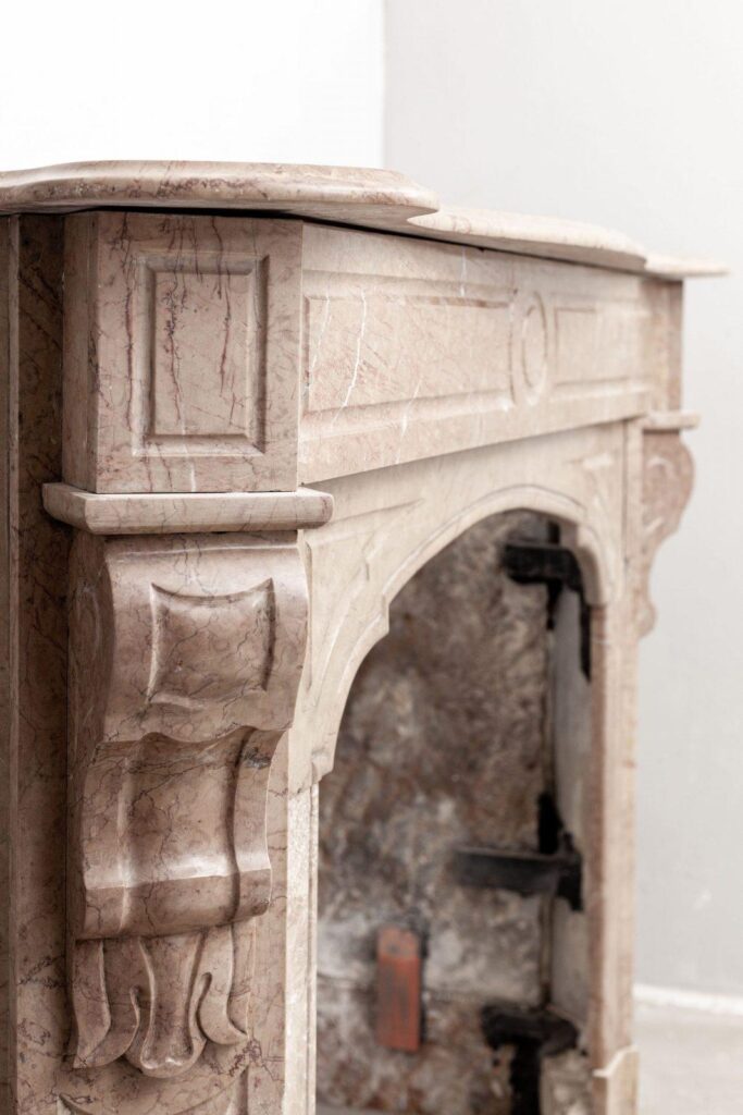 ART NOUVEAU ANTIQUE MARBLE FIREPLACE
