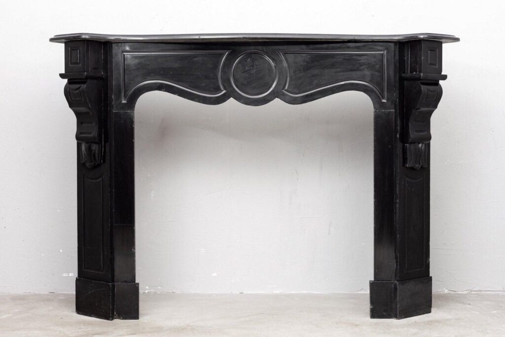 BLACK MARBLE ANTIQUE FIREPLACE