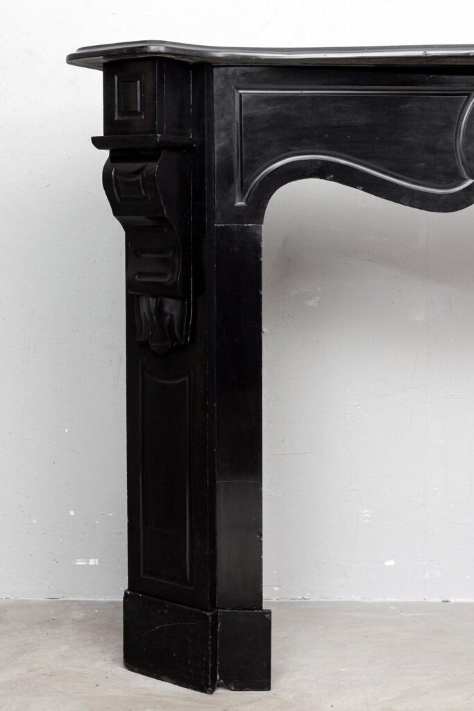 BLACK MARBLE ANTIQUE FIREPLACE