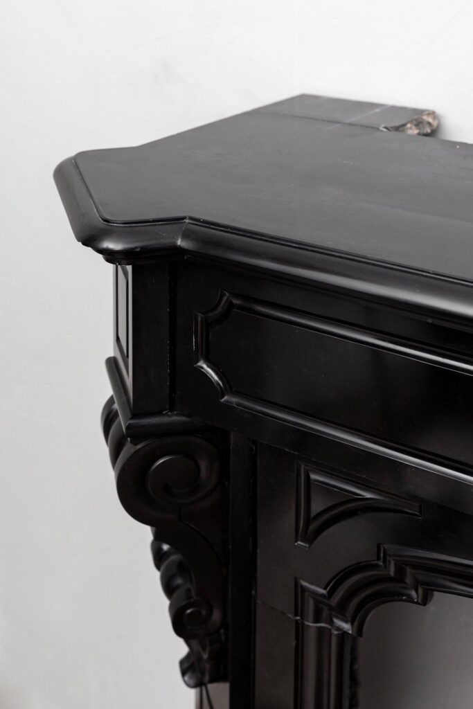 ART NOUVEAU ANTIQUE BLACK MARBLE CIRCULATION FIREPLACE