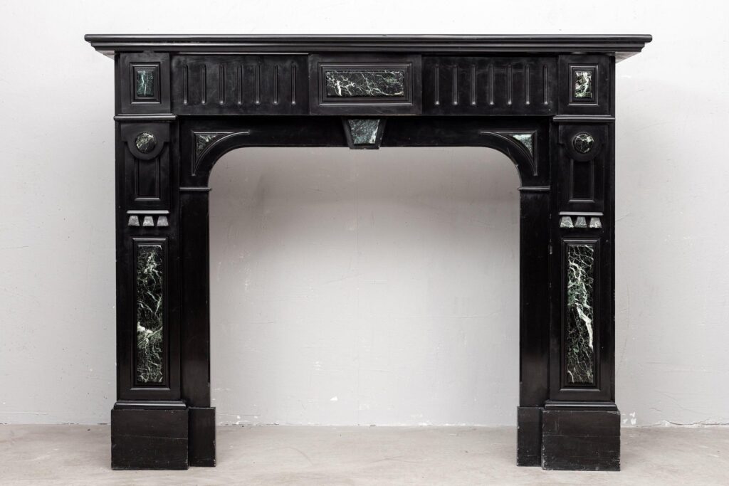 NEOCLASSIC BLACK MARBLE ANTIQUE FIREPLACE