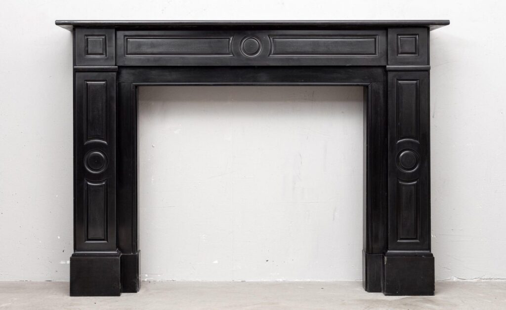 ART DECO BLACK MARBLE ANTIQUE FRONT FIREPLACE