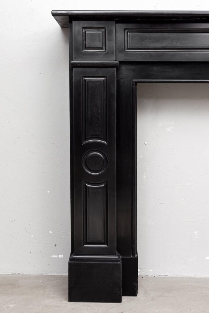 ART DECO BLACK MARBLE ANTIQUE FRONT FIREPLACE