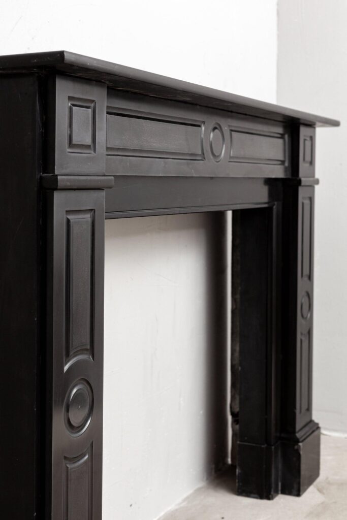 ART DECO BLACK MARBLE ANTIQUE FRONT FIREPLACE