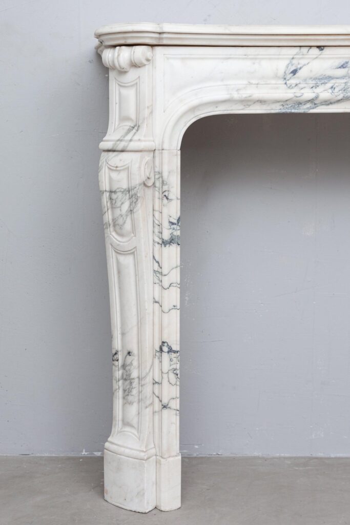 CARRARA WHITE MARBLE ANTIQUE FIREPLACE