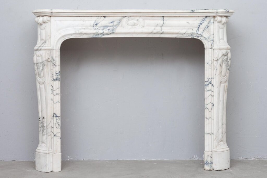 CARRARA WHITE MARBLE ANTIQUE FIREPLACE