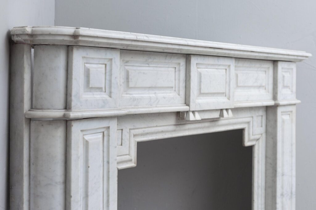 NEOCLASSIC WHITE MARBLE ANTIQUE FIREPLACE