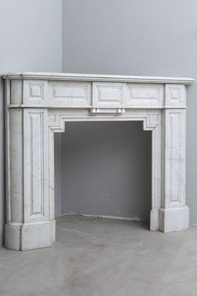 NEOCLASSIC WHITE MARBLE ANTIQUE FIREPLACE