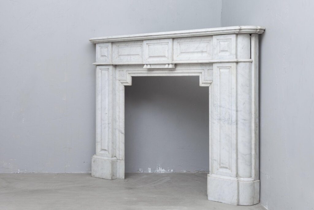 NEOCLASSIC WHITE MARBLE ANTIQUE FIREPLACE