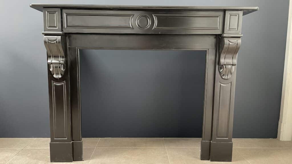 Antique Black Marble Circular Fireplace