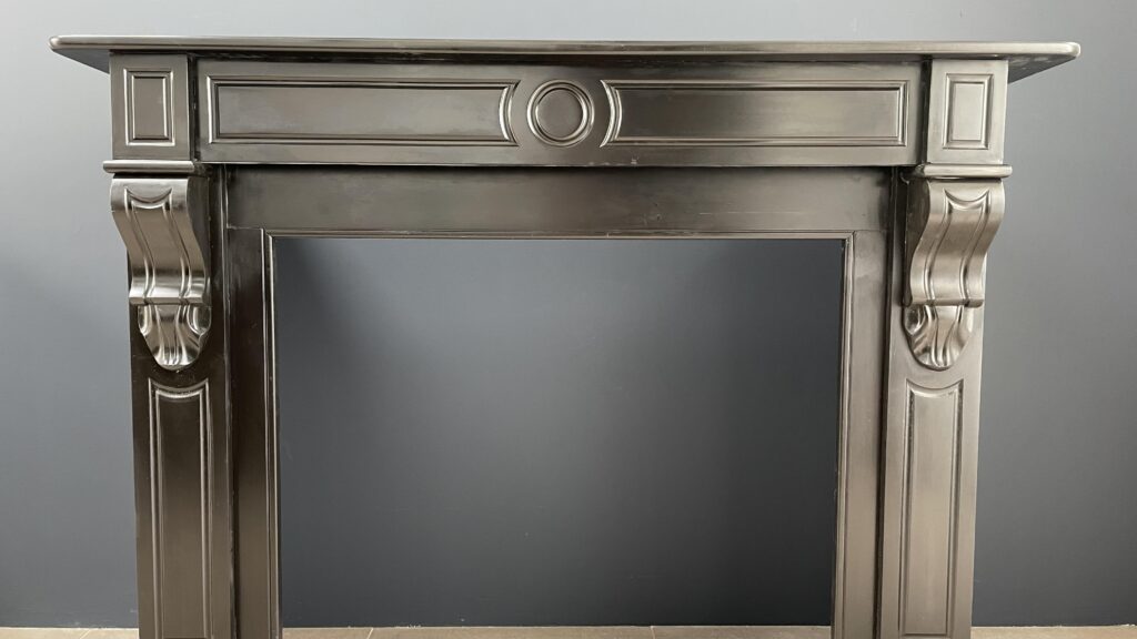 Antique Black Marble Circular Fireplace