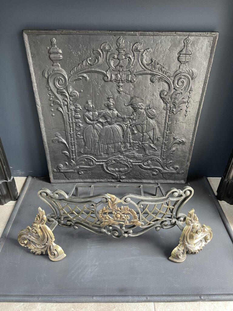 Incredible detailed Black and Rouge Marble Antique Fireplace surround
