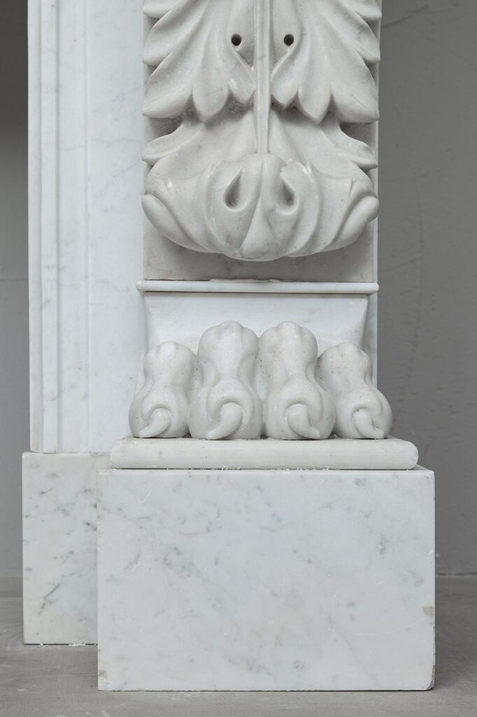 LOUIS XV CARRARA WHITE MARBLE ANTIQUE FIREPLACE