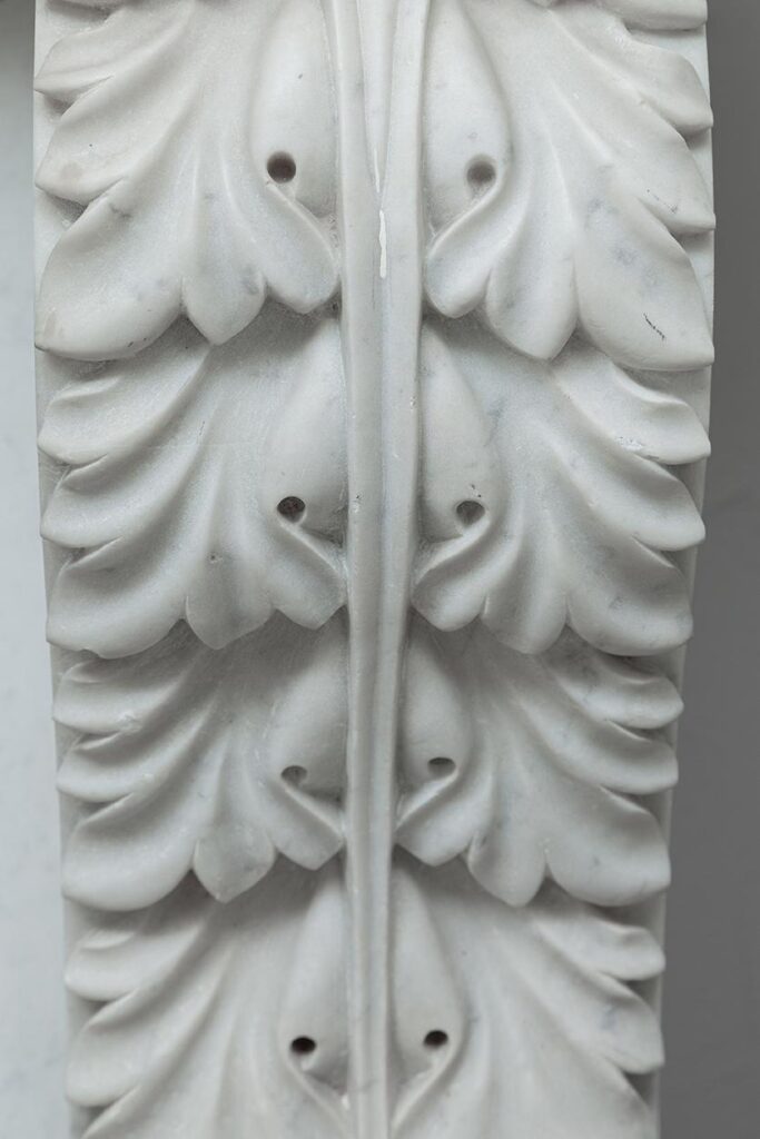 LOUIS XV CARRARA WHITE MARBLE ANTIQUE FIREPLACE