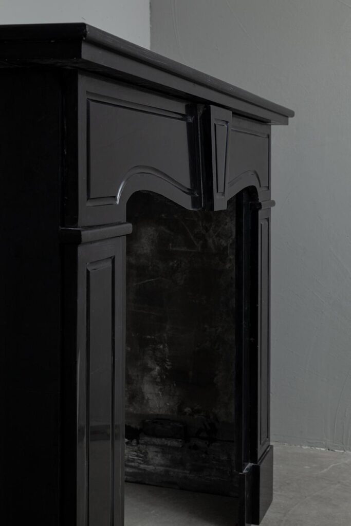 BLACK MARBLE ANTIQUE FIREPLACE