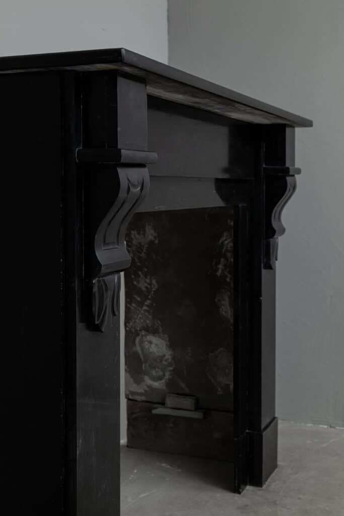BLACK MARBLE ANTIQUE FIREPLACE