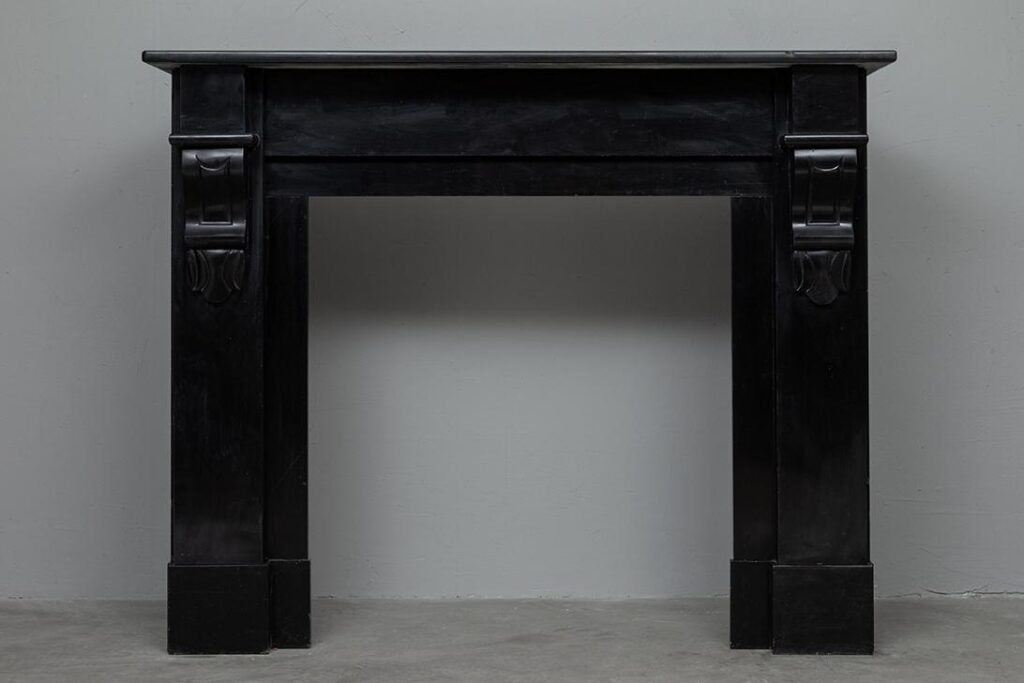 BLACK MARBLE ANTIQUE FIREPLACE