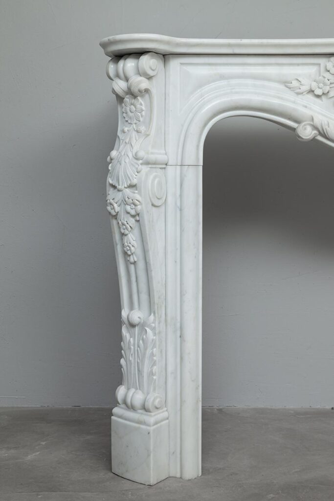 Louis XV Carrara Wit Marmeren Antieke Schouw