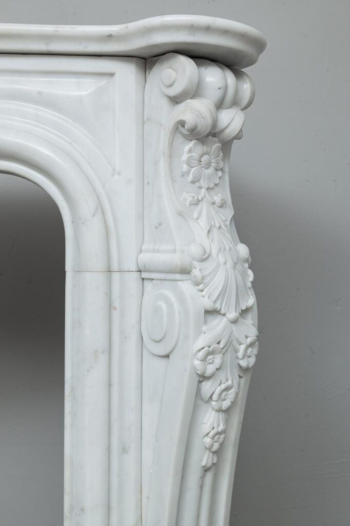 Louis XV Carrara Wit Marmeren Antieke Schouw
