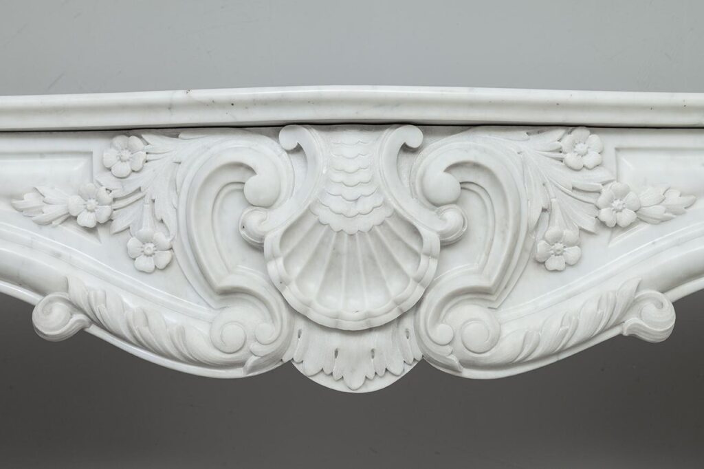 Louis XV Carrara Wit Marmeren Antieke Schouw