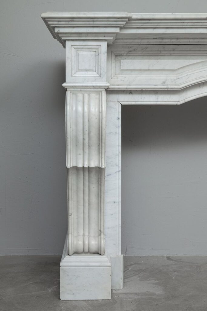NEOCLASSIC WHITE MARBLE ANTIQUE FIREPLACE