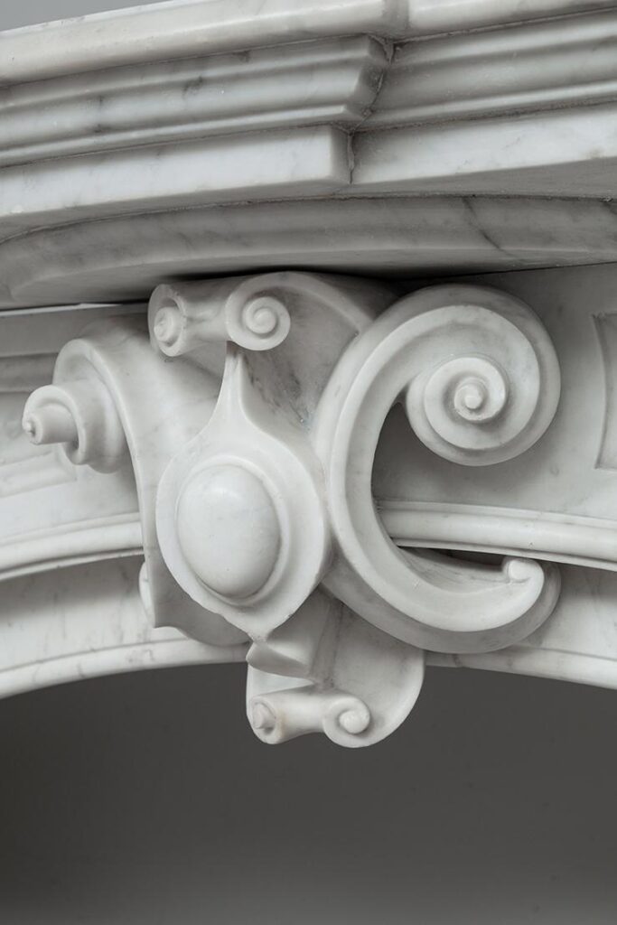NEOCLASSIC WHITE MARBLE ANTIQUE FIREPLACE
