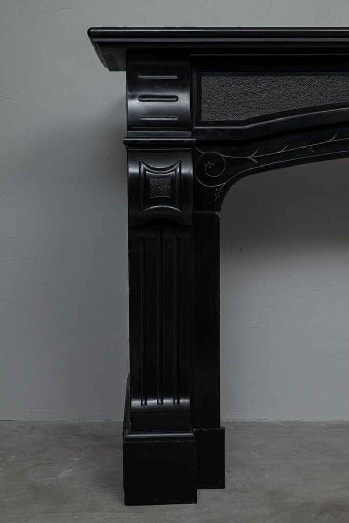 ART NOUVEAU BLACK MARBLE ANTIQUE CIRCULATION FIREPLACE