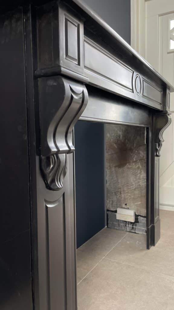 Antique Black Marble Circular Fireplace