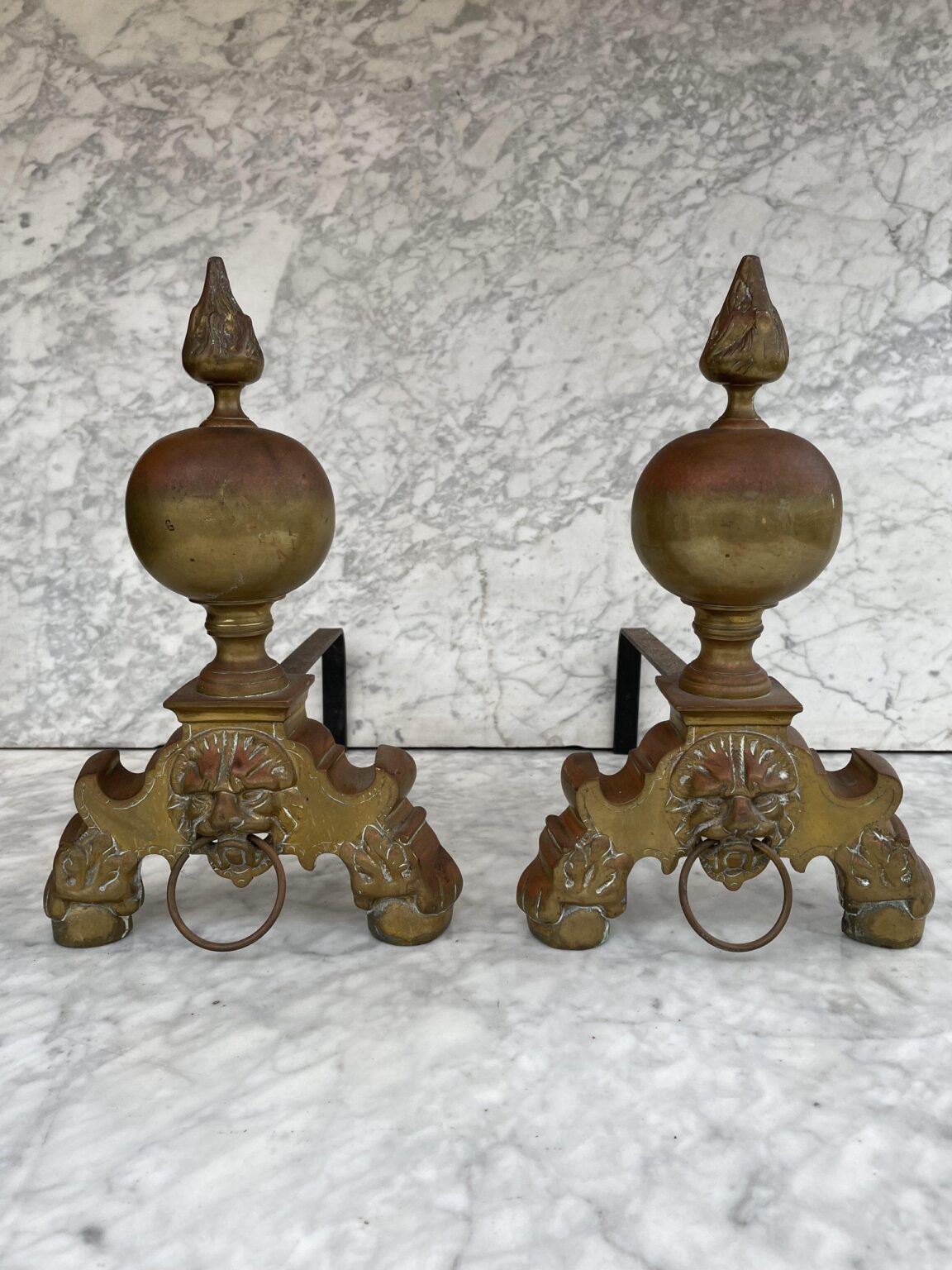 Set of Antique French Brass Andirons