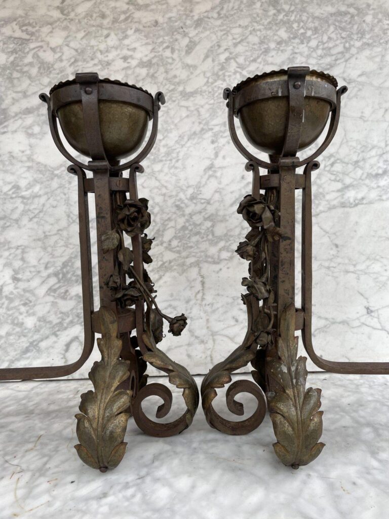 Unique Set of Antique French Andirons