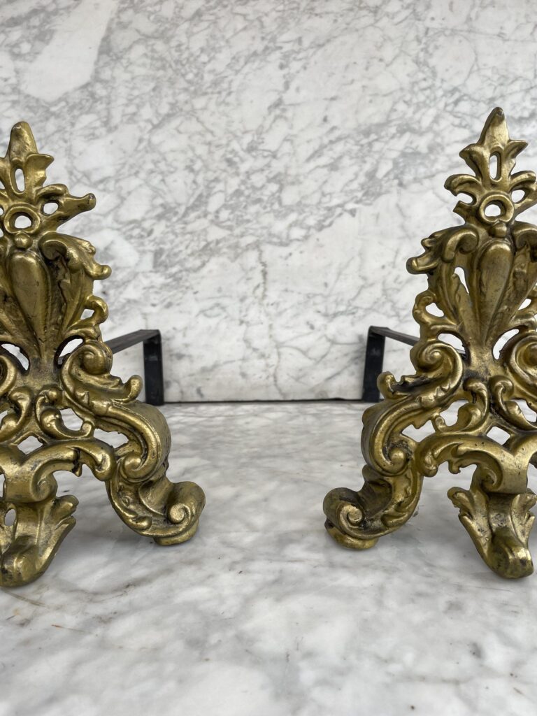 Set of Antique Gilded Ornamental Chenets