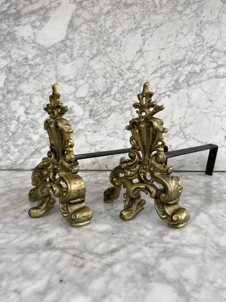 Set of Antique Gilded Ornamental Chenets