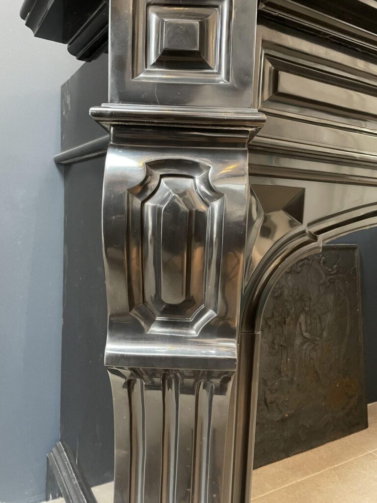 Beautiful Louis XVI Noir de Mazy Antique Circulation Fireplace