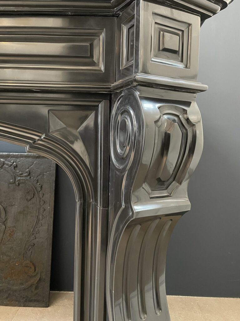 Beautiful Louis XVI Noir de Mazy Antique Circulation Fireplace
