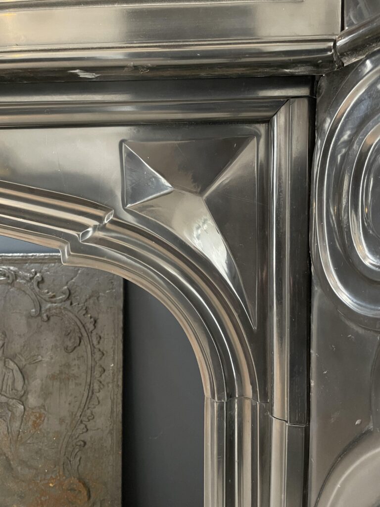 Beautiful Louis XVI Noir de Mazy Antique Circulation Fireplace