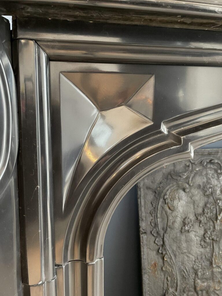 Beautiful Louis XVI Noir de Mazy Antique Circulation Fireplace