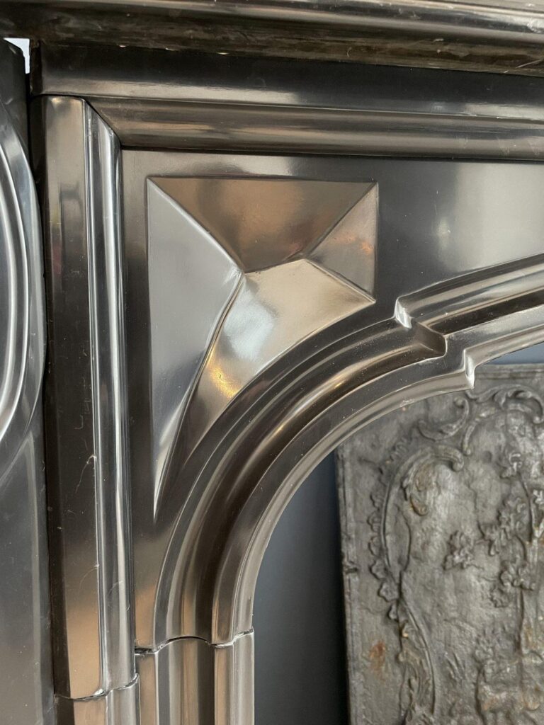 Beautiful Louis XVI Noir de Mazy Antique Circulation Fireplace