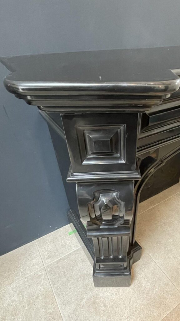 Beautiful Louis XVI Noir de Mazy Antique Circulation Fireplace